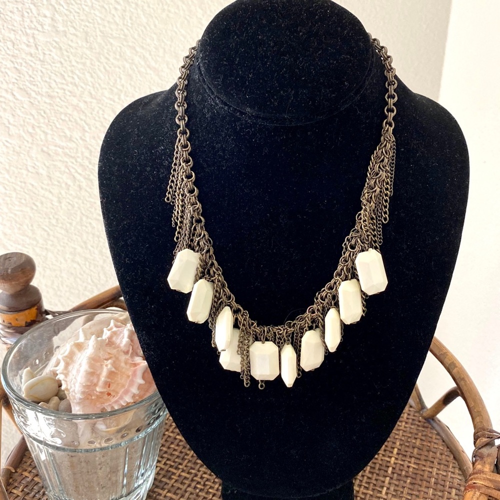 Nordstrom Bronze Cream Drop Statement Necklace - image 8